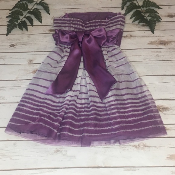 BCBGMAXAZRIA Purple Striped strapless dress -Size 0 - Picture 8 of 11